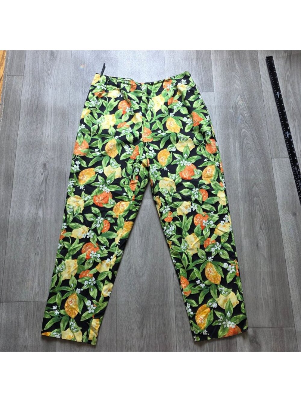 Talbots Womens Citrus Print Straight-Leg Pants Size 14 Cotton Polyester Blend